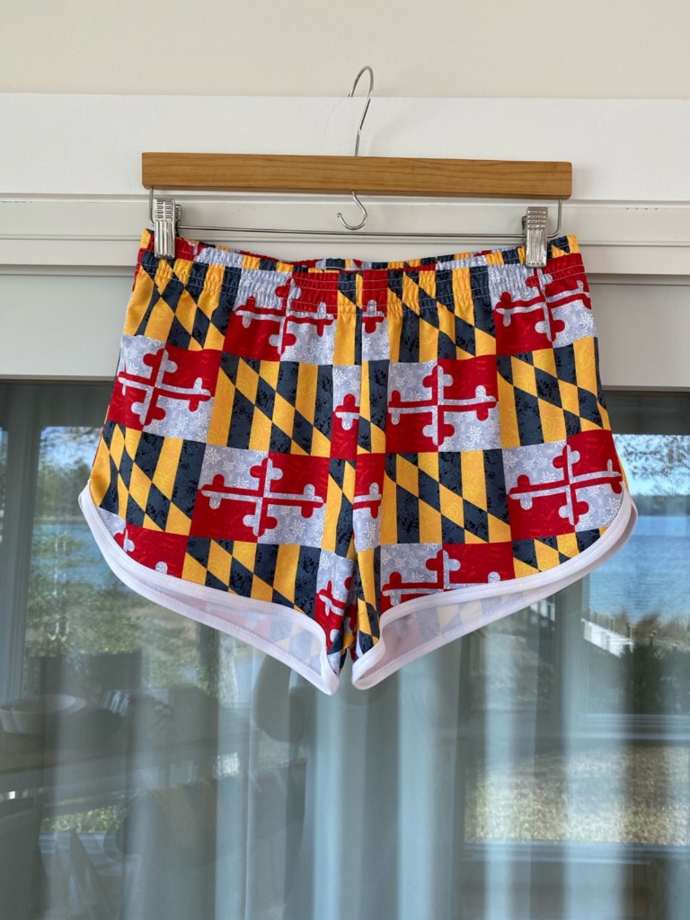 Maryland Flag Print Women's Athletic Shorts - Red, Yellow, Black